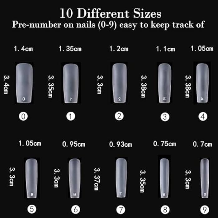 Soft Gel Acrylic Nail Tips: 240 Pcs long Full Cover Gel Xl Nail Tips - False Straight Tips for Gel Extensions for Salon Art - Image 2